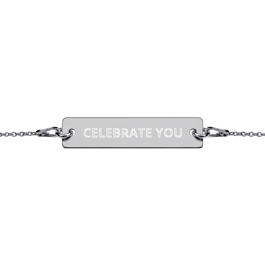 C2C Engraved Silver Bar Chain Bracelet
