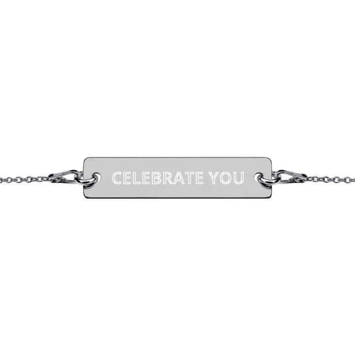 C2C Engraved Silver Bar Chain Bracelet